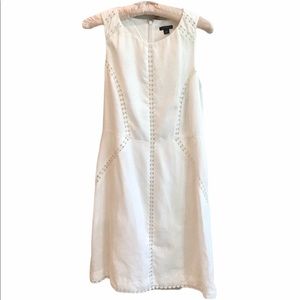 Ann Taylor White Linen Dress EyeletTrim Worn Once